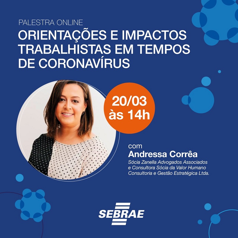 Coronavírus: Orientações trabalhistas é tema de palestra online do Sebrae RS, dia 20/03 2